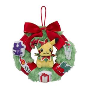 PELUCHE POKÉMON: Christmas Wreath Pikachu - Pokémon Christmas Toy Factory - Limited Edition [The Pokémon Company]