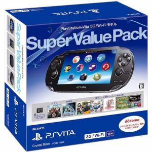 PlayStation Vita - Crystal Black - Super Value Pack - 3G / Wi-Fi (PCHJ-10019) [Used Good Condition]