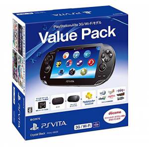 PlayStation Vita - Crystal Black - Value Pack - 3G / Wi-Fi (PCHJ-10023) [Used Good Condition]