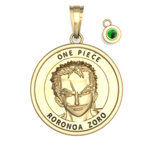 One Piece: Silver Coin Necklace + Emerald Charm - Zoro (Gold Coating) (Limited Edition) [Shueisha]