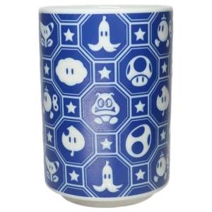 Super Mario: Japanese Yunomi Teacup - Icons (Blue) [Bandai]