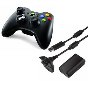 Manette sans fil SE - Play & Charge Pack - Black (Officiel Microsoft) [X360 - Occasion / Loose]