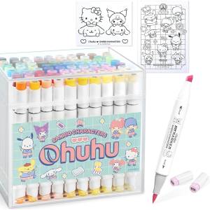 Sanrio Characters: Brush/Bold Illustration Markers - 80 Pastel Colors (With Bonus) [Ohuhu]