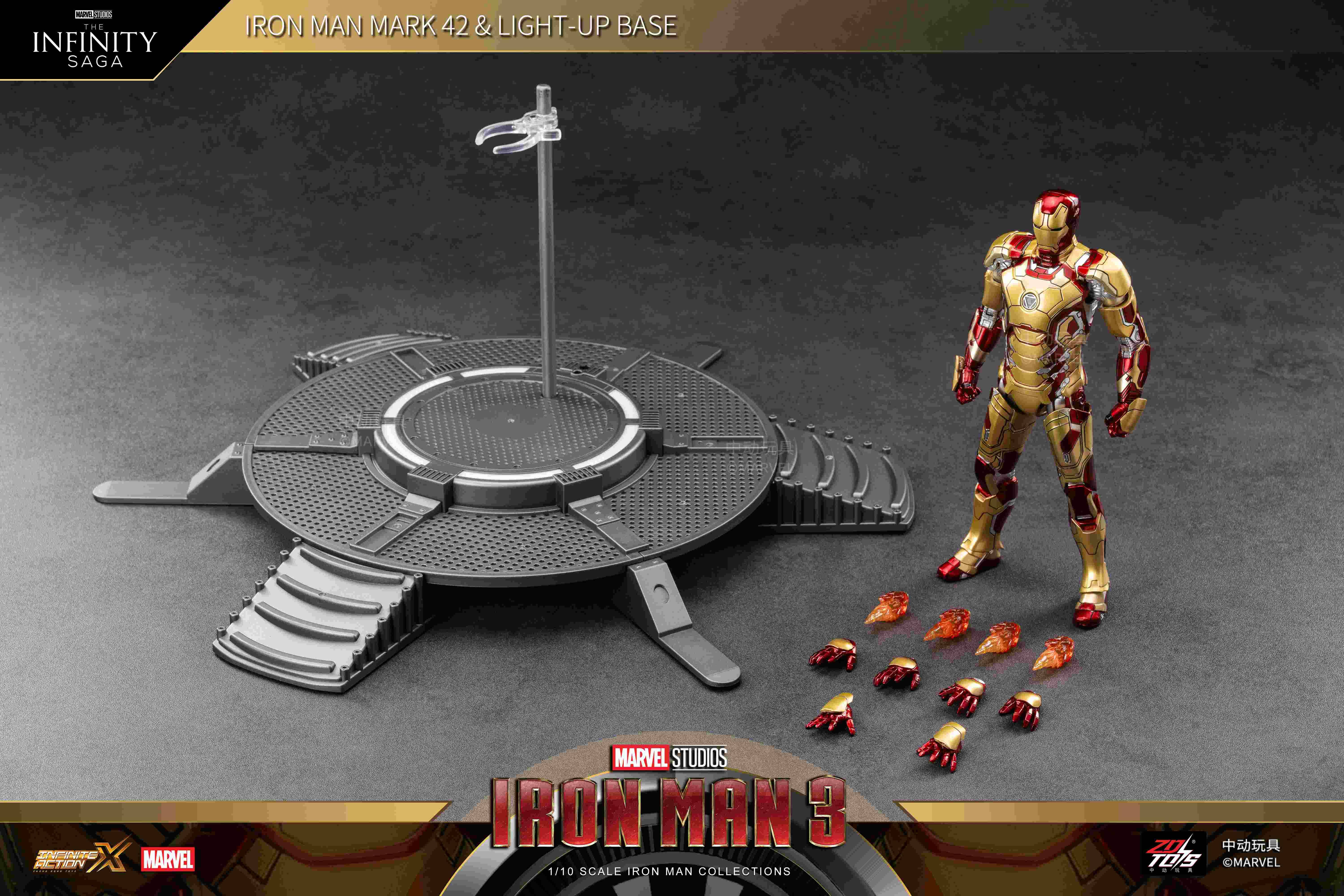 Iron Man 3: Iron Man Mk.42 & Light-Up Stand - 7-inch MARVEL Action Figure [ZD Toys]