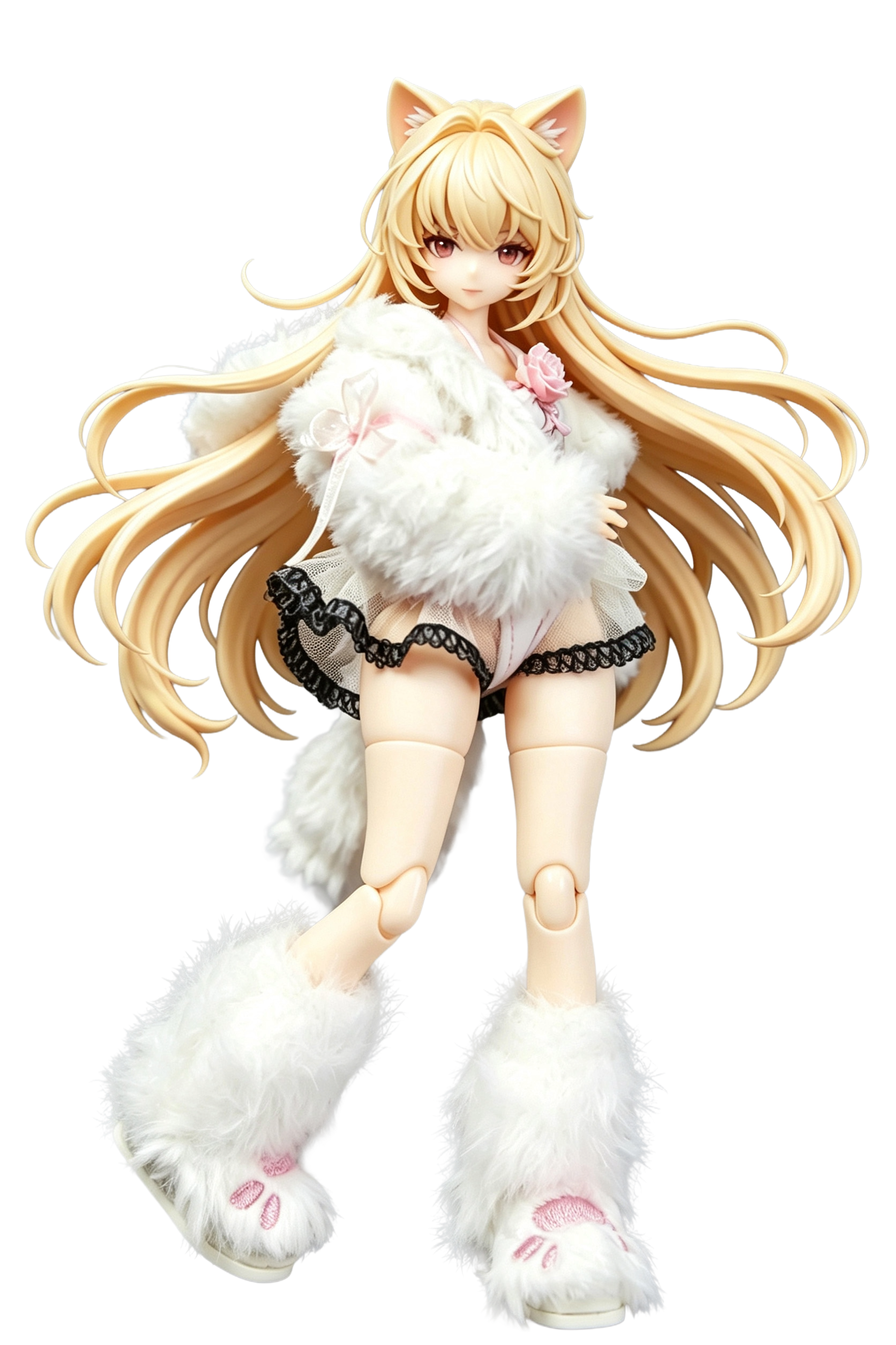 Jumao Zhiku: Fluffy Cat Girl Outfit 1/12 (White) - Action Figure