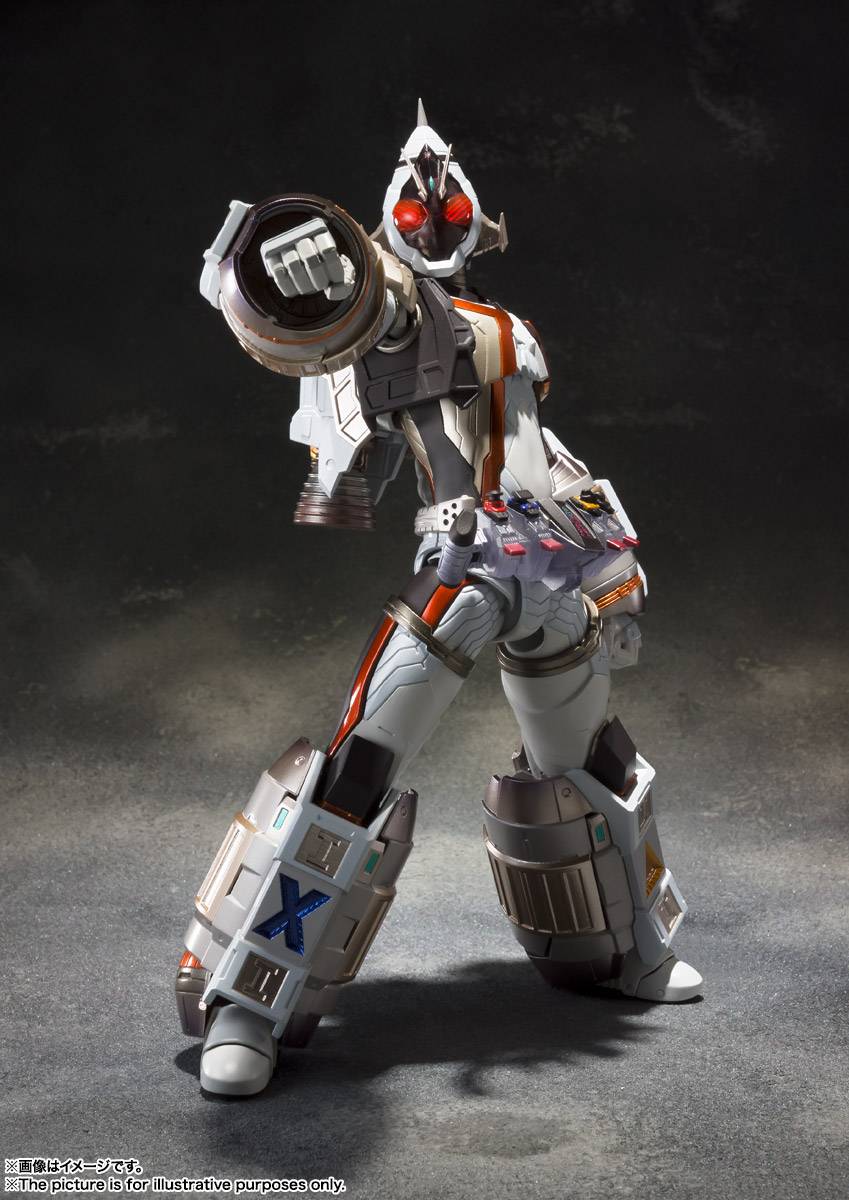 Bandai SIC Kamen Rider Fourze Base States - Action Figure Con Modulo Razzo E Trapano, Spalle Aperte