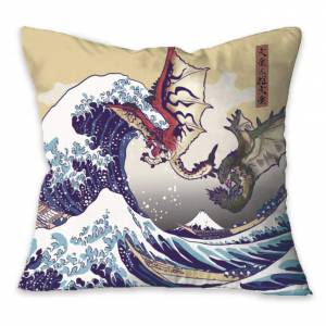 Monster Hunter - Ukiyoe Cushion Rathalos & Rathian x Fugaku [Goods]